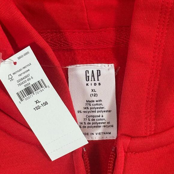 Gap Kids Sequins Logo Full Zip Hoodie Sweater Red Size XL 12 - Picture 5 of 6